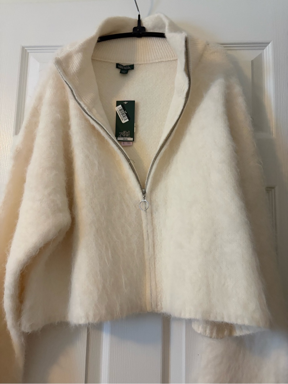 wild fable Cream Fuzzy Zip-Up Sweater Jacket